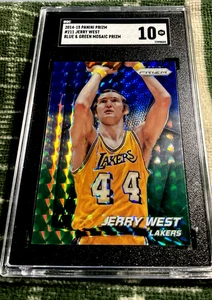 2014-15 PANINI PRIZM BLUE & GREEN MOSAIC PRIZM SGC 10 JERRY WEST #211 LAKERS HOF - Picture 1 of 2
