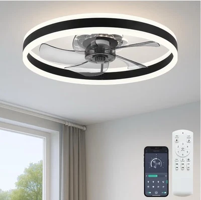 20" Modern Fan Lights Flush Mount LED Ceiling Light kit With  APP Remote Control - Image 1 of 4