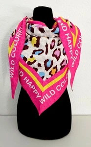 XXL Dreieckstuch Dreieckschal Tuch Wendetuch Animalprint/Schriftzug Pink/Bunt - Bild 1 von 5
