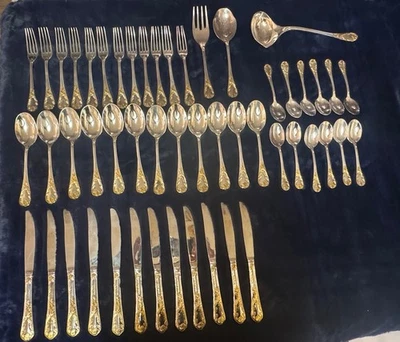 FB ROGERS GOLDEN OLD VIENNA FLATWARE SET CHINA 51-PIECES - Image 1 of 4