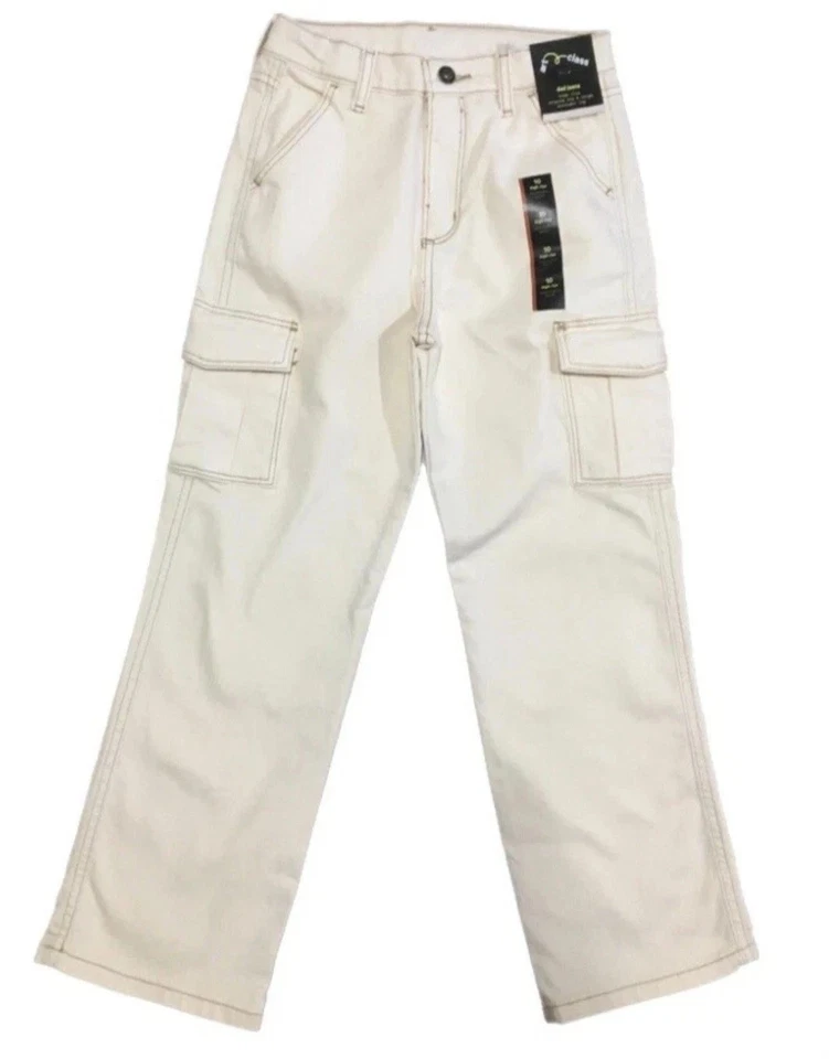 Art Class High Rise Straight Leg Cargo Dad Jeans Off White Size 10 Relaxed