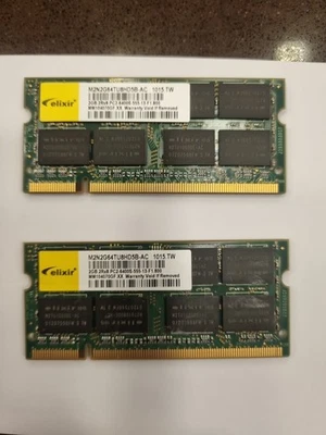 2 X Elixir 2 GB PC2-6400 DDR2 SO DIMM  RAM M2N2G64TU8HD5B-AC 4GB TOTALI - Immagine 1 di 2