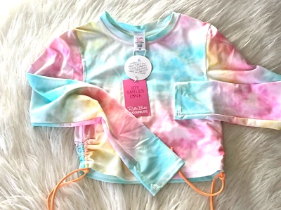 Ruffle Butts девочек L/S плавать рубашка верхний Rainbow галстук краситель укороченный размер 16 новый с Ярлыками Rash - Изображение 1 из 4