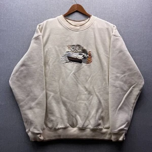 Sudadera De Colección MC Sport Fishing Creek Canoa Estanque Caza Para Hombres L Crema Cuello Redondo - Imagen 1 de 10
