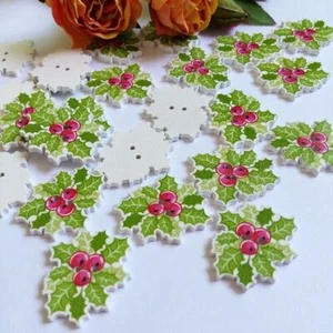 Natural Wooden Button Christmas Style Decorative Scrapbooking Craft Accessories - Picture 1 of 12