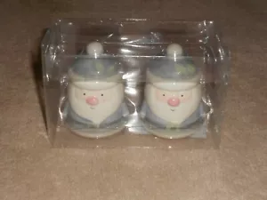 SLEIGH BELL BISTRO GREY SUIT SANTA CERAMIC SALT & PEPPER & SHAKERS - Picture 1 of 4