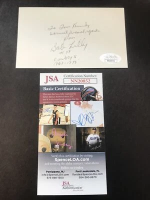 Bobby Lilly Autograph Sign Index Card 3x5 “#74 Cowboys 1961-1975” JSA CERTIFIED - Image 1 of 4