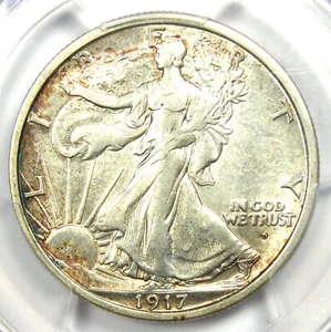 1917-D Walking Liberty Half Dollar 50C Coin Obverse Mintmark - PCGS AU Details - Picture 1 of 4
