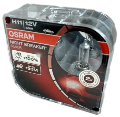 H11 OSRAM Night Breaker Silver PGJ19-2  2 Stk. bis 100 % mehr Licht 64211NBS-HCB - Bild 1 von 2