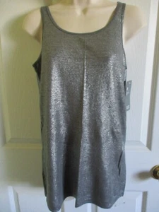 SZ PM Eileen Fisher Organic Linen Jersey Shimmer Scoop Neck Long Slim Tank NWT - Picture 1 of 3