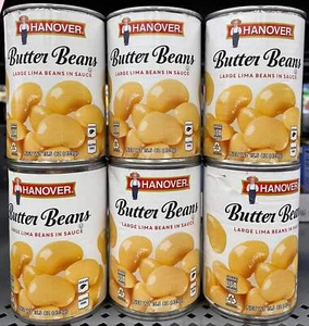 6 CANS Hanover Butter Beans 15.5 oz Can Large Limas in Sauce - Picture 1 of 5