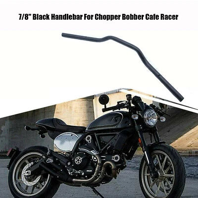 Manillar de barras de arrastre rastreador de motocicleta de 7/8"" negro para Kawasaki Harley Yamaha Foto 1 de 4