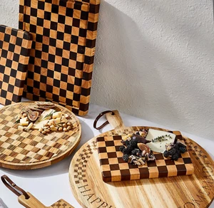Mackenzie-Childs Check Cheese Board Set - Picture 1 of 5
