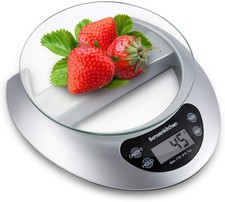 Bonsenkitchen Bilancia da cucina Digitale, vassoio di vetro con Argento