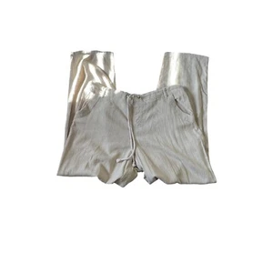 Canyon River Blues Linen Blend Pants XL Pull On Tan Lagenlook Boho Coastal Beac - Imagen 1 de 12
