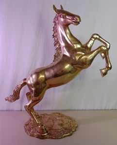 Gorgeous Vintage MCM Large Brass Rearing Horse Statue - 26" x 26" - Picture 1 of 15