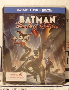 NEW BATMAN & HARLEY QUINN BLU-RAY+DVD+DIGITAL HD STEELBOOK! U.S TARGET! SEALED - Picture 1 of 3