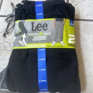 NWT LEE Youth 2-pack Jogger Rugged Knee M (10/12) Or L (14/16) Black and Gray - Picture 1 of 5