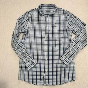 Vineyard Vines Shirt Boys Youth XL 18 Performance Blue Plaid Button Down Whale - Picture 1 of 6
