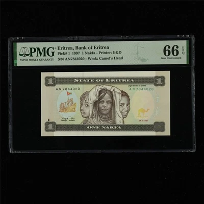 1997 Eritrea Bank of Eritrea 1 Nakfa Pick#1 PMG 66 EPQ Gem UNC - Image 1 of 4