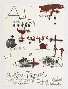 ANTONI TAPIES original 1993 lithograph poster Erker Galerie St. Gallen art show - Picture 1 of 1