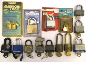 14 VINTAGE PADLOCK LOCKS ALL SMOOTH ACTION WITH KEYS ~ ESTATE CLEAN OUT ~ L@@K!! - Picture 1 of 5