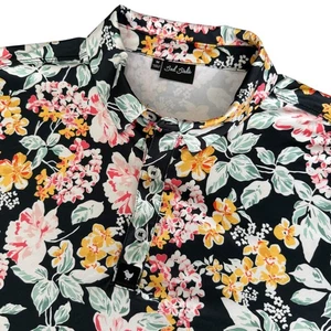 Bad Birdie Golf Polo Shirt Mens Floral Print Short Sleeve Black Size M Active - Picture 1 of 11