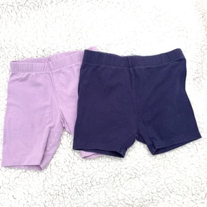 Toddler Girls Bike Tumbling Shorts 2pr - Lilac, Navy- Size 4 - Picture 1 of 4