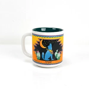Vintage Texas Coyote Cactus Moon Allen Lewis Coffee Mug Cup Southwestern 1992 - Picture 1 of 9