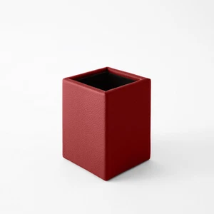 Portapenne in Pelle Rosso Ferrari - Design Quadrato Lavorazione Artigianale - Foto 1 di 5