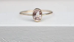 0.66 Ct Morganite Engagement Bezel Ring 14k Solid Yellow Gold - Picture 1 of 5