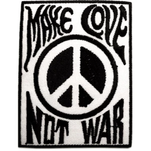 Aufnäher / Bügelbild - Make Love Not War Peace Frieden - schwarz/weiß – 9x6,8cm - Bild 1 von 1