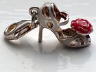 Sterling Silver 925 Miniature Stiletto Shoe Heels with Rose Charm Keyring