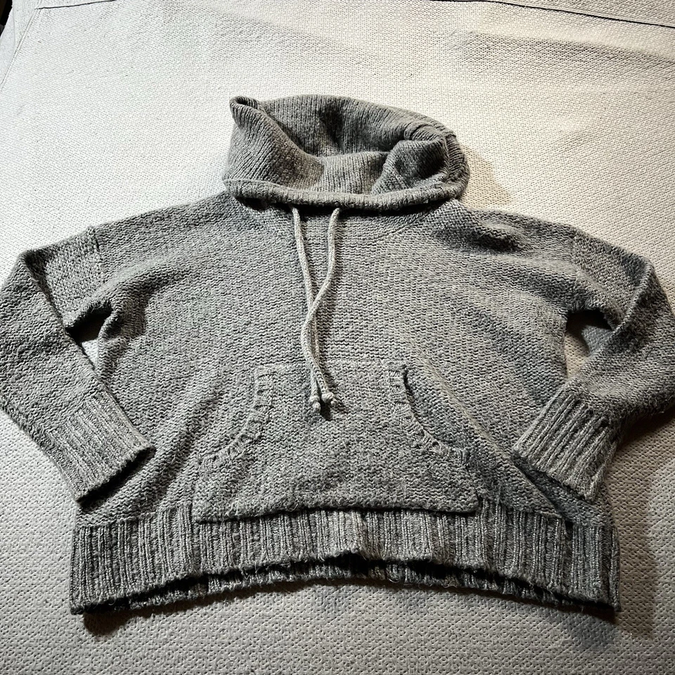 Kensie grey wool blend chunky knit funnel turtleneck pullovers sweater medium - Image 1 of 4