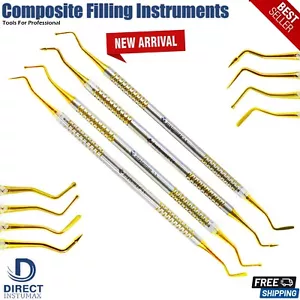 Dental Composite Filling Instruments Gold Set of 4 Titanium Coated Restorative - Picture 1 of 5
