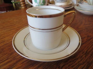 EMPIRE Demitasse Tasse & Untertasse 1498 GOLD & WEISS TOP - Bild 1 von 2