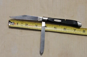 Vintage Buck 311 2 Blade Trapper Pocket Knife Black Handle , Made in USA - Picture 1 of 24
