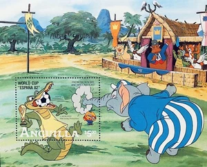 ANGUILLA DISNEY WORLD CUP SOCCER ESPANA '82 STAMPS SS MNH WILD ANIMALS CARTOON - Picture 1 of 1