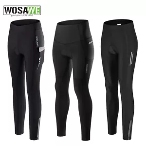 WOSAWE Womens Cycling Tights Bike Gel Padded Pants Breathable Sports Legging - Picture 1 of 32