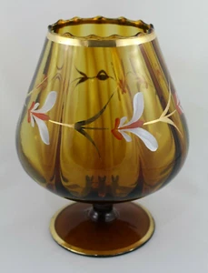 Vase Crystal Amber Shape Cup Giant Vintage Decorations Hand 60 - Picture 1 of 3