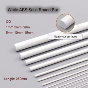 ABS Round Bar Plastic Solid Rod Φ 1 2 3 5 10 15 mm Styrene Strips Length 250 mm - Picture 1 of 6