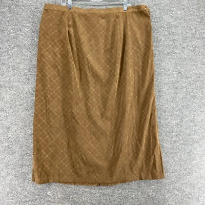 Falda informal Country Wear para mujer 3X Plus marrón geométrica línea A midi tiro medio Foto 1 de 4