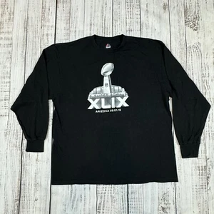 Super Bowl XLIX TShirt Size XL Black Long Sleeve NFL Arizona Patriots Seahawks - Picture 1 of 6