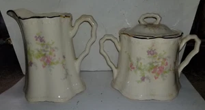 Vintage Crooksville China Spring Blossom Lidded Sugar Bowl and creamer - Picture 1 of 7