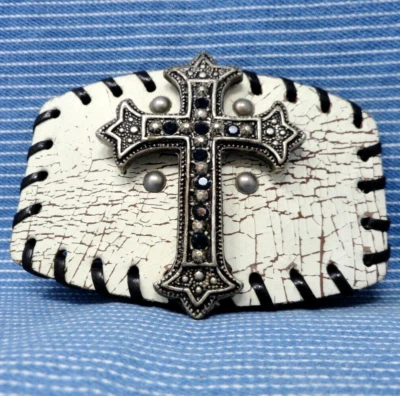 Cruz Hebilla Cinturón Cristiano Religioso Gótico Estrás Vintage Años 90 .B324 Foto 1 de 4