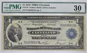 1918 $1 Federal Reserve Bank Note; Cleveland; PMG-30; Fr.-719 - Picture 1 of 2