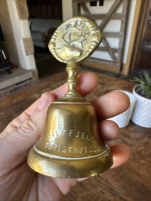 Vintage Brass Bell Stag Deer School Church Bell 10.5 cm Tall Quirky Saltfjell - Image 1 of 4