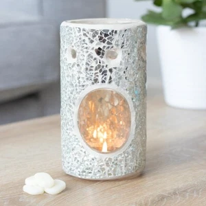 Duftlampe Melt Warmer Pillar Crackle Mosaik Silver - Bild 1 von 3