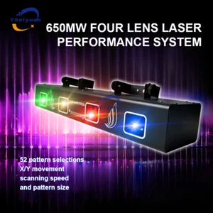 Quad Lens Powerful RGBY Laser Show System Stage Disco Party Christmas LaserLight - Picture 1 of 18