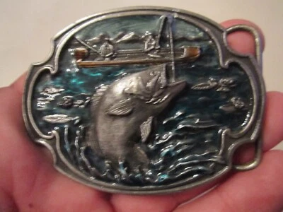 DE COLECCIÓN HEBILLA DE CINTURÓN DISEÑO PESCA DEPORTIVA LUBINA - HEBILLA PESADA - GW7 Foto 1 de 3